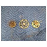 3 vintage metal flower frogs