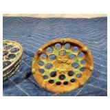 3 vintage metal flower frogs