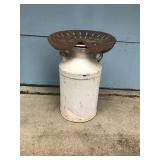 Vintage Milk Can with Tractor Seat Welded to Milk Can