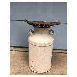 Vintage Milk Can with Tractor Seat Welded to Milk Can