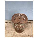 Vintage Milk Can with Tractor Seat Welded on Top