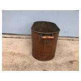 Vintage Copper Wash Boiler with Wood Handles - Says Revere on the side brackets of the handle