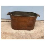 Vintage Copper Wash Boiler with Wood Handles - Says Revere on the side brackets of the handle