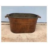 Vintage Copper Wash Boiler with Wood Handles - Says Revere on the side brackets of the handle