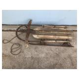 Vintage Monoplane Wood / Metal Rail Sled