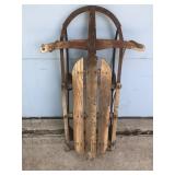 Vintage Monoplane Wood / Metal Rail Sled