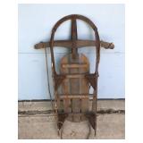 Vintage Monoplane Wood / Metal Rail Sled
