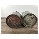 2 - Vintage Galvanized Oil / Gas Cans with Wood Handles