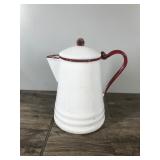 Vintage Red & White Enamel Ware Coffee Pot