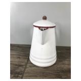 Vintage Red & White Enamel Ware Coffee Pot