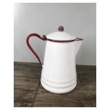 Vintage Red & White Enamel Ware Coffee Pot