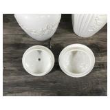 2 - Seattle Inspirado Stonelite Cookie Jars Antique White Embossed Grapes/Vine
