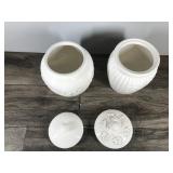 2 - Seattle Inspirado Stonelite Cookie Jars Antique White Embossed Grapes/Vine
