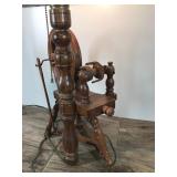 Vintage Wood Spinning Wheel Lamp
