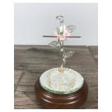 Glass Cross with Rose Music Box