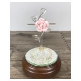 Glass Cross with Rose Music Box