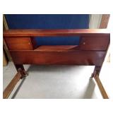 Solid wood vintage bed frame on wheels