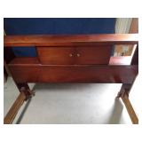 Solid wood vintage bed frame on wheels