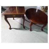 Solid wood matching coffee table and end table with drawer