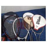 New badminton set, 4 tennis rackets and 5 containers of tennis balls