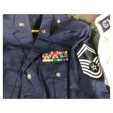 USAF Military Senior Master Sargent Dress Uniform with Pants, Shirt, Ribbons and Protective Cover