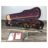 Vintage Violin, Case, 2 Bows, Paperwork & More