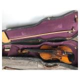 Vintage Violin, Case, 2 Bows, Paperwork & More
