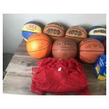 Lot of Basketballs - 5 Red Jerseys - 5 Blue Jerseys & a Basketball Carrying Bag