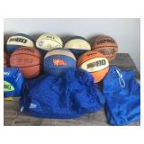 Lot of Basketballs - 5 Red Jerseys - 5 Blue Jerseys & a Basketball Carrying Bag