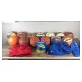 Lot of Basketballs - 5 Red Jerseys - 5 Blue Jerseys & a Basketball Carrying Bag