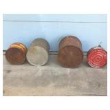 Lot of Vintage Cans - 2 Gas Cans and 2 Large Buckets