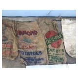 Lot of Grain Bags - Potato Bags  - 3 Duffle Bags (Possibly Military - Had name and numbers on the bag)
