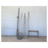 Spear - Dip Net - Long Bow without String - 1 Wood Oar - Gun Rack