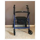 Drive Medical Rollator 4-Wheel Walker with Pouch & Padded Seat