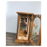 Vintage Floral Graphic Wood Jewelry Cabinet/Box - The Commodore By Rosalco