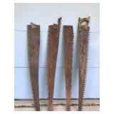 4 Large Vintage Hand Saws