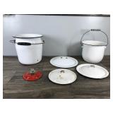 Vintage Enamel Stock Pots & Lids