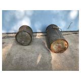 2 - Vintage Wood Handle Metal Buckets