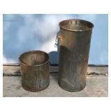 2 - Vintage Wood Handle Metal Buckets