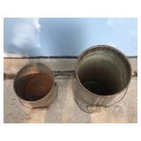 2 - Vintage Wood Handle Metal Buckets