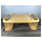 Wood Breakfast Bed Serving Tray Reading Table Magazine Book Side Storage Pocket