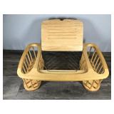 Wood Breakfast Bed Serving Tray Reading Table Magazine Book Side Storage Pocket