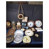 lot of vintage clocks