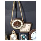 lot of vintage clocks