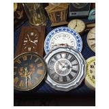 lot of vintage clocks