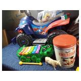 Tote of vintage toys and others