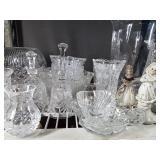 Shelf full of Crystal and glassware and figurines