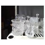 Shelf full of Crystal and glassware and figurines
