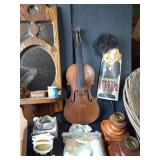 Lg basket of collectables, marble tic tac toe game and more