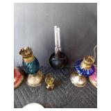 Vintage electric lamps, oil lamps, S&P shakerts, metal pencil sharpener, 11/418 Porcelain Empire cup & saucer, wood box and more